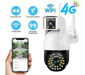 Nueva cámara IP WiFi 4G PTZ para exteriores, impermeable, con doble lente, seguimiento automático, protección de seguridad para el hogar inteligente, cámara web de red CCTV V380 WiFi Cam