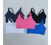 Sujetador deportivo a prueba de golpes para mujer: Top de yoga de una pieza con copa fruncida, hermosa espalda, chaleco de fitness, prenda exterior para correr. Medium