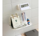Estante plegable montado en la pared, estante de almacenamiento plegable para ahorrar espacio, soporte para teléfono sin perforaciones, bandeja de almacenamiento para enrutador Wifi, organizador de baño