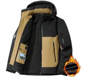 Abrigo impermeable cálido y grueso de invierno, sombrero para hombre, chaqueta con forro polar desmontable de talla grande M verde