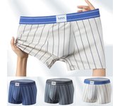 Calzoncillos a rayas de talla grande para hombre, bragas para niños, calzoncillos tipo bóxer grandes, pantalones cortos de gran tamaño, bragas, tallas XL a 4XL 4XL azul
