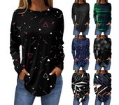 Ropa De Mujer Tendencia 2024 Tops Para Mujer Moda Para Mujer Casual Manga Larga Cuello Redondo Tops Estampados Ropa De Mujer Y2k S