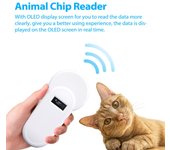 H01-T Lector de chips de animales portátil de mano de 134,2 KHz Lector de etiquetas de animales de 134,2 KHz Pantalla OLED FDX-B blanco