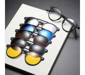 Gafas de sol polarizadas retro cinco en uno, montura redonda, para hombre y mujer, con atracción magnética TR, montura para miopía. PC material rack