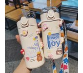 Termo portátil de acero inoxidable con diseño de bosque para niñas, con tapa de resorte, con dibujos animados 320ml cup