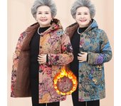 Chaqueta de algodón grueso de terciopelo para mujeres mayores, chaqueta de invierno de longitud media para mujer, chaqueta acolchada cálida con capucha de pana con forro de algodón XXXXXL