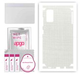 apgo Protective Skin Sticker for the back+sides compatible with Samsung Galaxy A41, Full Wrap Film, Foil, Vinyl - Pattern White Fabric