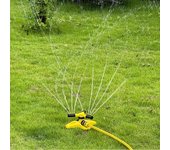Aspersor de jardín con rotación de 360°, sistema de riego automático para agricultura, césped, granja, invernadero, riego de plantas. amarillo