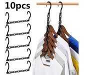 Perchas mágicas para ahorrar espacio, soporte de plástico resistente negro, organizador de ropa pesada para dormitorios, apartamentos, armario pequeño, 10 Uds. 1pc negro