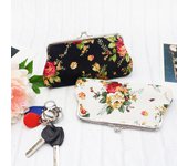 Monedero con estampado de flores para mujer, minibolso de lona, monedero, tarjetero, monedero, estuche para pintalabios, auriculares, llaveros