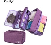 Bolsa de almacenamiento de viaje diario para ropa interior, cosméticos, maquillaje, bolsa organizadora de viaje, armario, bolsa para ropa, calcetines, bragas, bolsas para sujetadores rojo