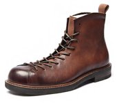 Zapatos de cuero de alta calidad para hombre, botas de moto de piel de vaca auténtica, botas cortas vintage para hombre, botines con limpieza manual de color. 38 negro