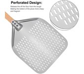 Pala para pizza perforada de aluminio de 12/14 pulgadas con mango desmontable, espátula antiadherente para horno, accesorios para espátulas