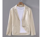 Chaqueta Retro de lino y algodón para hombre, traje de fiesta de boda en la playa, moda de primavera y verano, chaqueta de traje ajustada Formal de negocios para hombre XXXL blanco