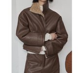 Chaqueta de cuero sintético de invierno para mujer de UNITY MODE: abrigo de piel grueso y cálido de lana de cordero sintética Medium