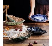 Vajilla de cerámica creativa retro para restaurante japonés, plato para sushi y sashimi, plato frío, plato pequeño, vajilla de concha de ostra