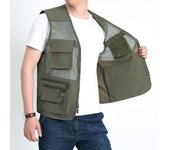 Nuevo Chaleco de verano para hombre, chaleco de pesca con múltiples bolsillos para fotografía, chaleco transpirable, chaqueta de trabajo, Top 2XL rojo