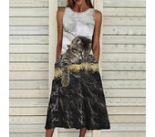 Vestido sin mangas Sexy de moda de verano, vestido informal suave con estampado de gato travieso en 3D, vestido sin mangas con tirantes, vestido de verano XS rojo