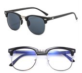 Gafas de sol clásicas, gafas de sol retro con media montura de uñas de arroz, gafas reflectantes con película de Color a la moda, gafas planas negro