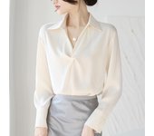 Camisas informales holgadas de satén para oficina, blusas profesionales de manga larga para primavera y otoño, blusas para mujer, camisa elegante de temperamento ajustado 26067 S color rosa