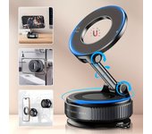 Soporte magnético para teléfono móvil con adsorción al vacío, giratorio 360 grados, plegable y retráctil. negro