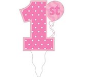 Creative Party Adorno para tarta con lunares número 1 One Size blanco/color rosa