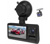 3 cámaras Dash Cam pantalla táctil claro espejo retrovisor para coche grabación de vídeo videocámara ancha negro