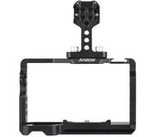 Jaula para cámara Andoer + Kit de manija superior Jaula de vídeo para cámara de aleación de aluminio con soportes de zapata fría numerosos Camera Cage Only