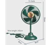 Mini ventilador portátil para coche, potente ventilador silencioso, 3 velocidades, rotación de 360 ​​grados, ventilador de escritorio para coche, verde oscuro
