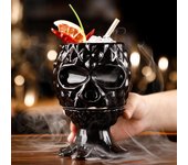Vaso de cóctel de cerámica, taza TIKI de pulpo negro, taza para beber para fiesta en la playa, copa de vino, recipiente para zumo de batido de piña y Calavera fresca Octopus Tiki Mug 450ml