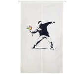 DiSAYoYo Noren - Separador de ambientes con estilo Banksy Boy, cortina larga escandinava opaca, Noren, fácil de ver, decoración suave e interesante