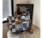 Bolso de mano de mezclilla de gran capacidad, bolso de hombro para mujer, bolso cruzado con costuras azul