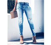 2023, pantalones vaqueros de cintura alta para mujer, pantalones vaqueros sexis ajustados con agujeros, pantalones casuales de moda, pantalones elásticos, pantalón 30205 XXXL de orion