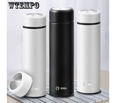 Taza de agua portátil Termos Copa 500ml Matraces de vacío Termo portátil de acero inoxidable Botella de agua Taza de té de viaje Taza de té Termo de oficina 500ML blanco