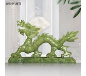 Adornos de jade natural con forma de dragón del zodíaco chino, artesanías de alta gama, decoraciones Feng Shui para el hogar, la sala de estar, el escritorio y la encimera.