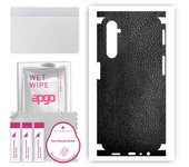 apgo Protective Skin Sticker for the back+sides compatible with Realme 6, Full Wrap Film, Foil, Vinyl - Pattern Black Leather
