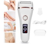 Depiladora eléctrica indolora recargable por USB para mujer, depilación de barba, máquinas de afeitar para mujer, recortador de pelo femenino portátil LCD blanco