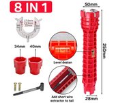 Llave para grifo de fregadero antideslizante 14 en 1, llave multifuncional de doble cabezal para baño, juegos de herramientas de reparación de baño