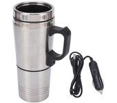 Hervidor de agua eléctrico para coche de acero inoxidable de 350 ml y 150 ml, termo para café, té, taza para calentar agua de 12 V blanco