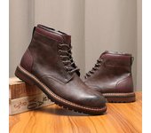 Botas de trabajo clásicas retro de moda para hombre, botas de desierto hasta el tobillo a la moda para hombre, zapatos casuales de cuero con cordones de caña alta para hombre, buena calidad 40 marrón