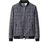 Abrigo a cuadros de otoño e invierno, abrigo de lana para hombre, chaqueta ajustada coreana con cuello de béisbol 6XL negro