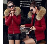 Abrigo de otoño para mujer, chaqueta con capucha, parka cálida de piel grande, chaqueta de invierno para mujer, chaqueta acolchada para mujer de talla grande 5XL XS rojo
