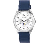 Reloj para hombre Casio Standard Analog Moon Phase con esfera blanca y correa de cuero MTP-M300L-7A MTPM300L-7