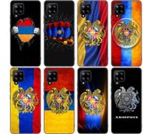 Funda con la bandera de Armenia para Samsung Galaxy A12, A02S, A22, A32, A52, A72, A71, A51, A41, A31, A21, A11, A50, A70, A10S, A20S, color negro Samsung A02