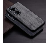 Funda para Huawei P50 Pro P50 5G Funda de cuero con patrón de madera de bambú Funda de lujo para teléfono Huawei P50 Pro Funda capa P50 Pro negro