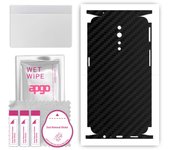 Adhesivo protector de piel apgo para la parte trasera y los laterales compatible con Oppo Reno Z, película envolvente completa, lámina, vinilo - Patrón negro carbono