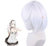 Peluca de cosplay Azur Lane HMS Sirius, color blanco y rosa, corta, mixta, resistente al calor, sintética, para Halloween, carnaval, juego de rol 35CM blanco