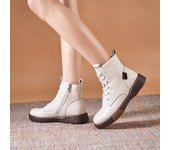 Botas de mujer Botas de cuero blancas Botas Martin Botas cortas 34 beige