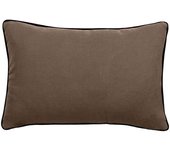 Housse de coussin Lin lavé - Doublé coton lavé - Finition galon noir  Prélude  Vent du sud - Prélude Tabac - 30 x 50 cm