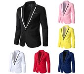Chaqueta de abrigo de traje ajustada con botones de manga larga para boda de negocios informal para hombre L negro